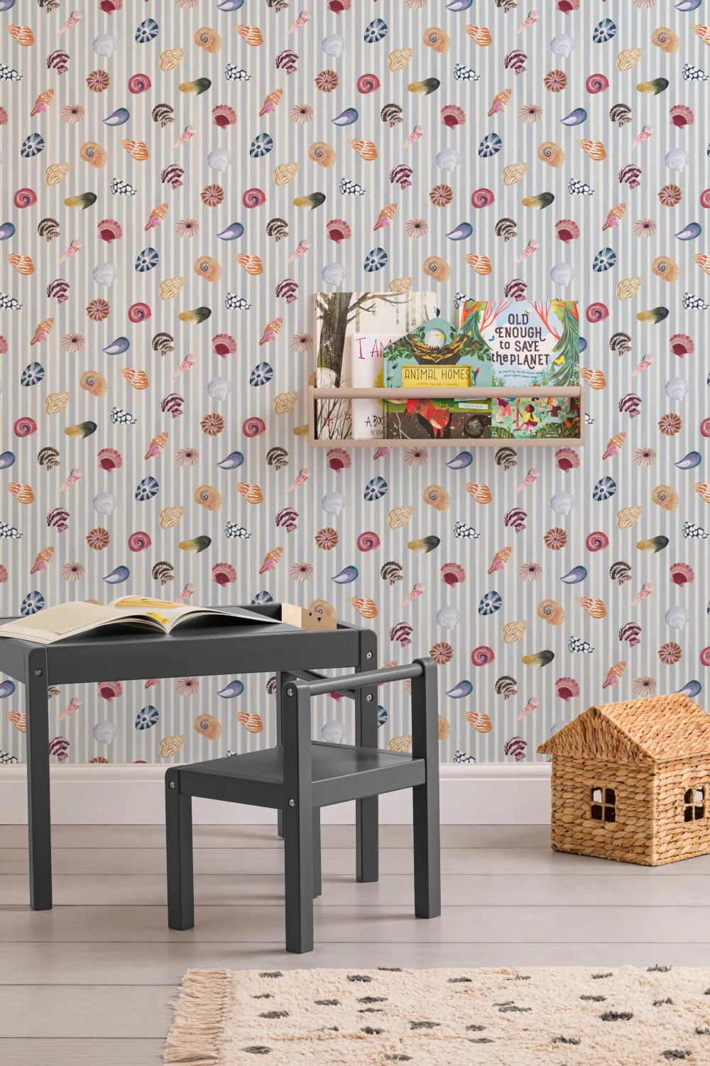Multicolor Nautical Seashell Pattern Mural
