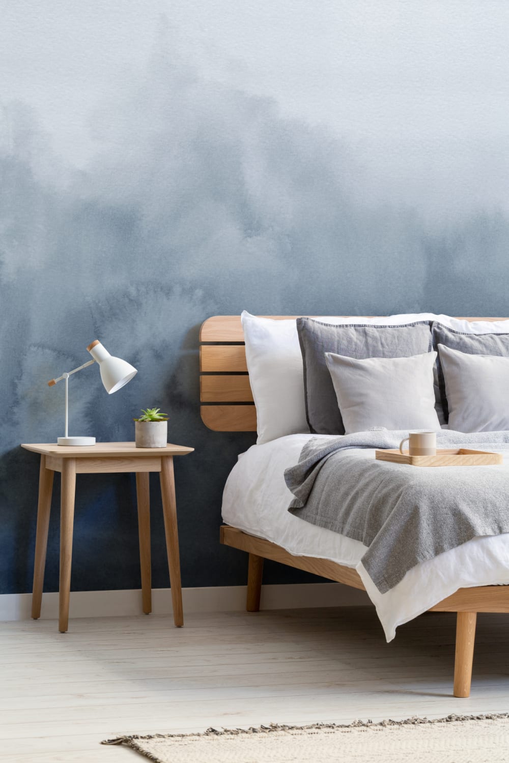 Blue Tones Ombre Fade Watercolor Wallpaper Mural