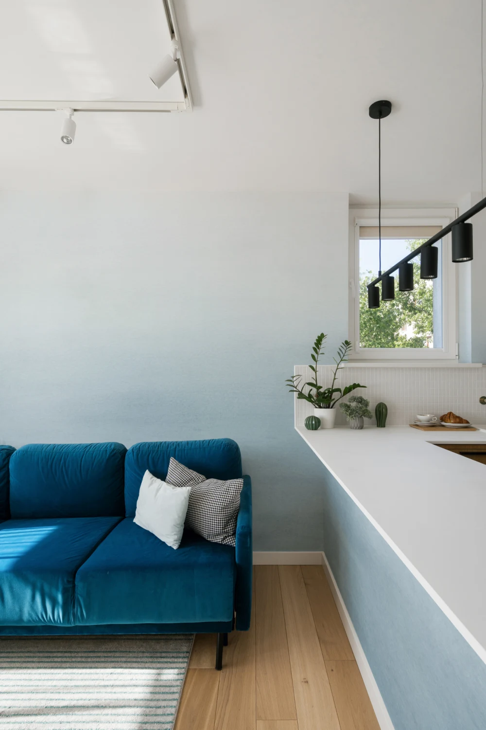 Lichtblauw Waterverf Ombre Oceaan Behang Muurschildering