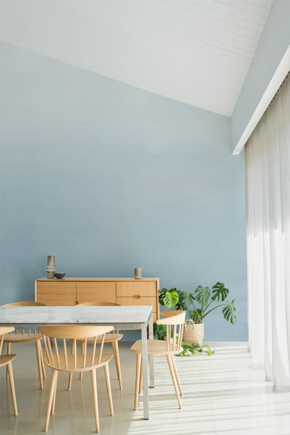 Lichtblauw Waterverf Ombre Oceaan Behang Muurschildering