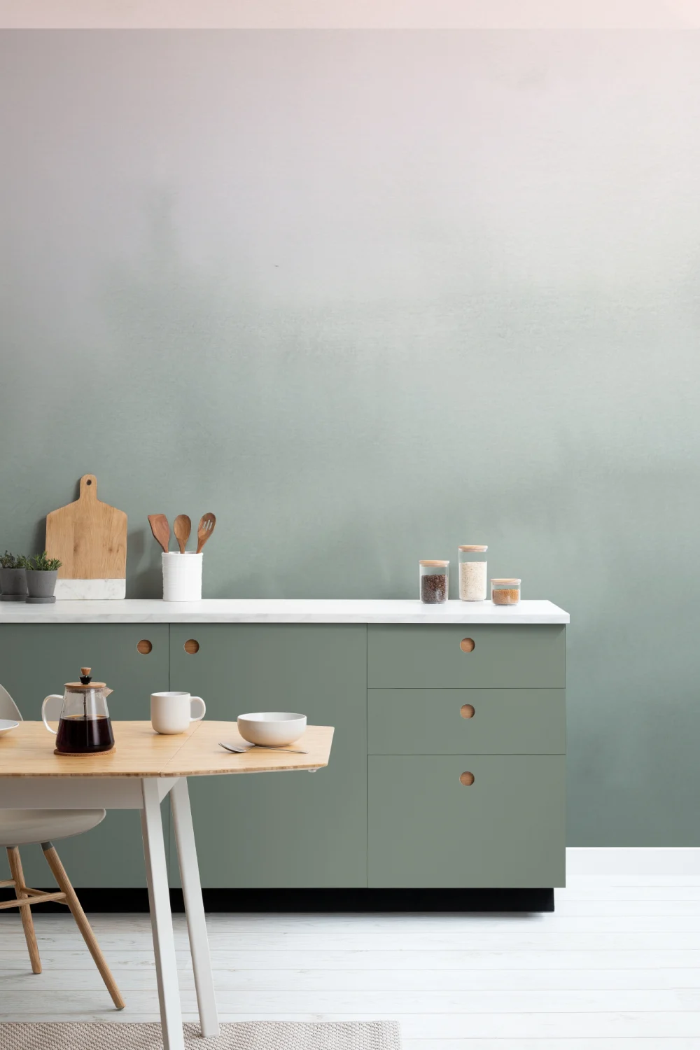 Green and Pink Watercolour Ombre Wallpaper Mural