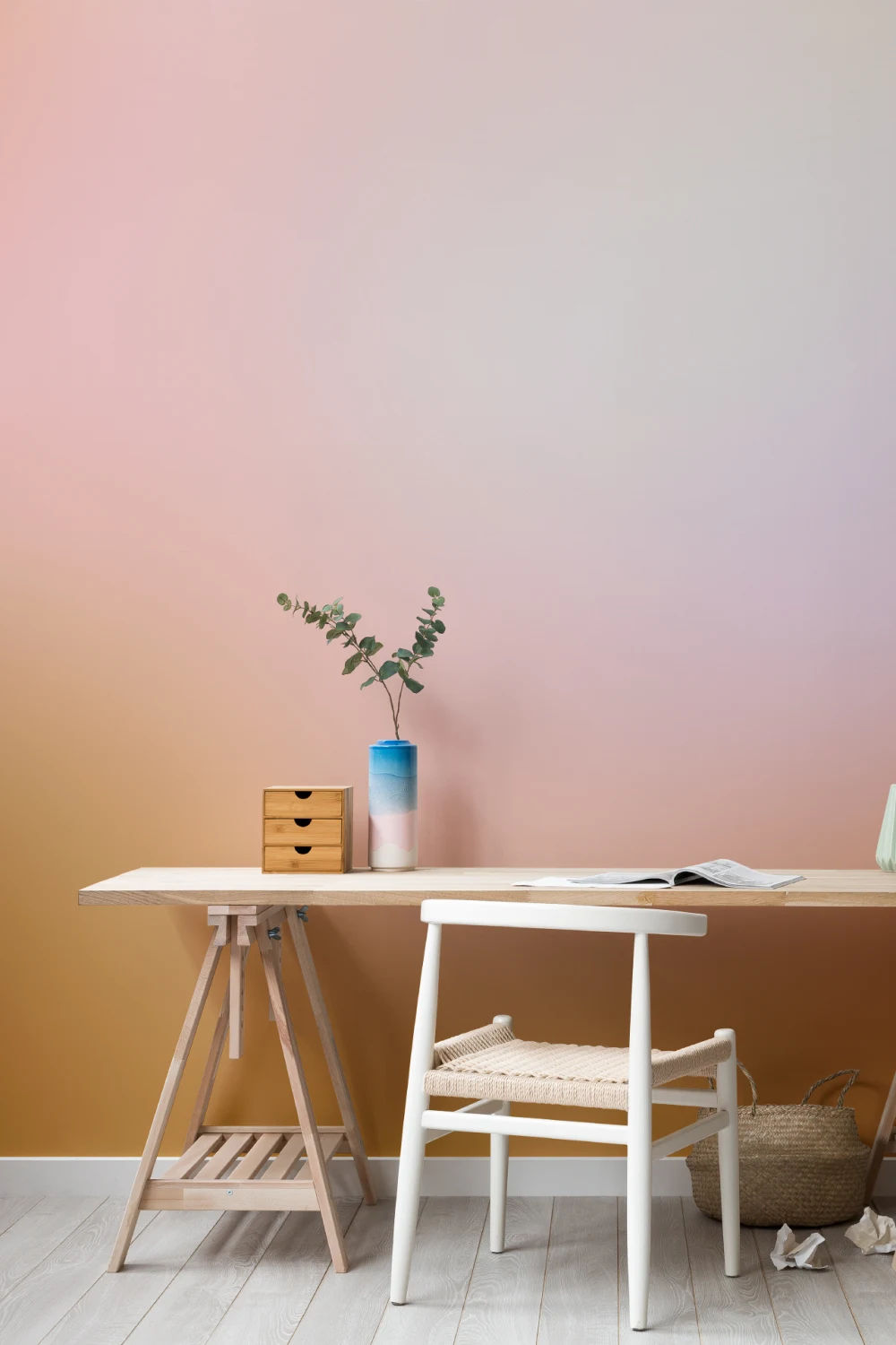 Oranje en Roze Ombre Behang Muurschildering