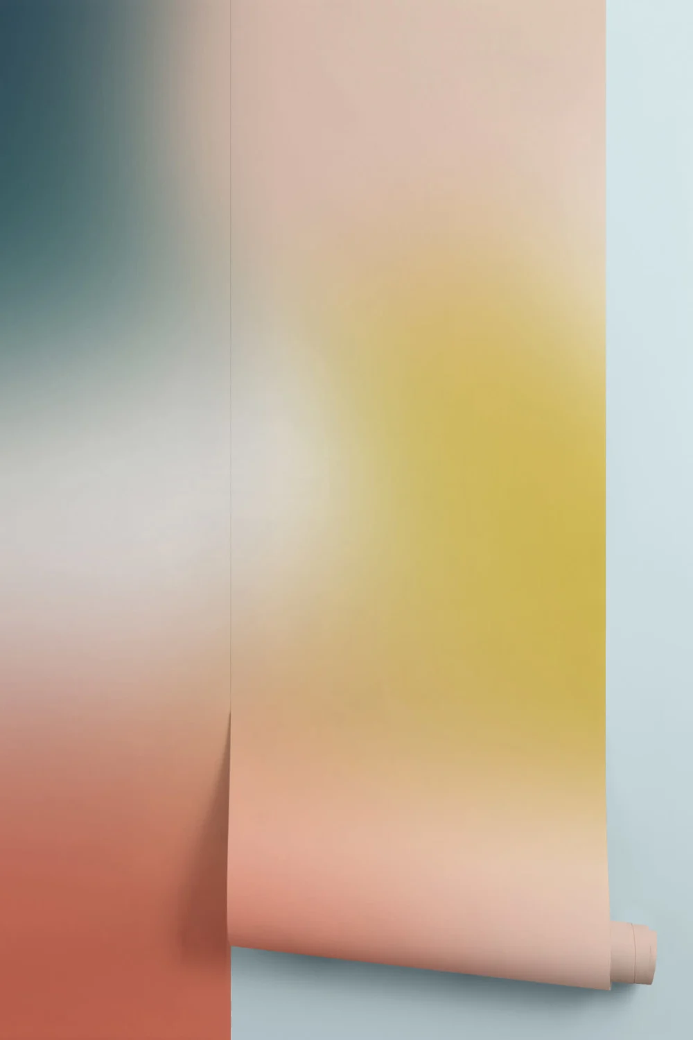 Teal, Yellow and Red Ombre Wallpaper Mural