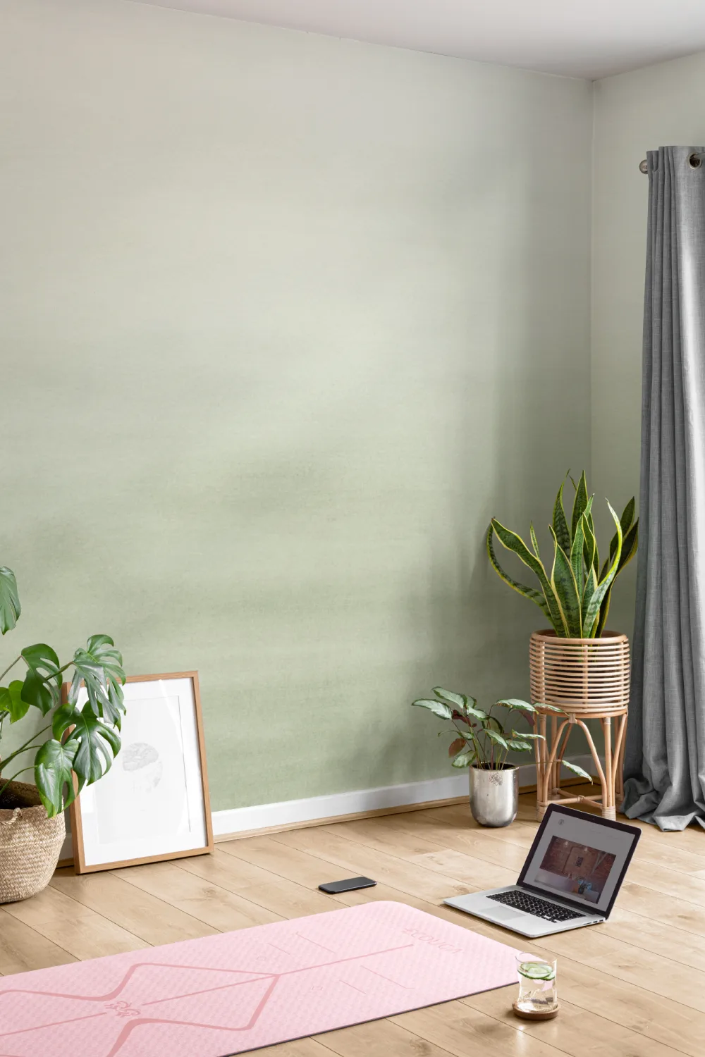 Green Watercolor Ombre Wall Mural