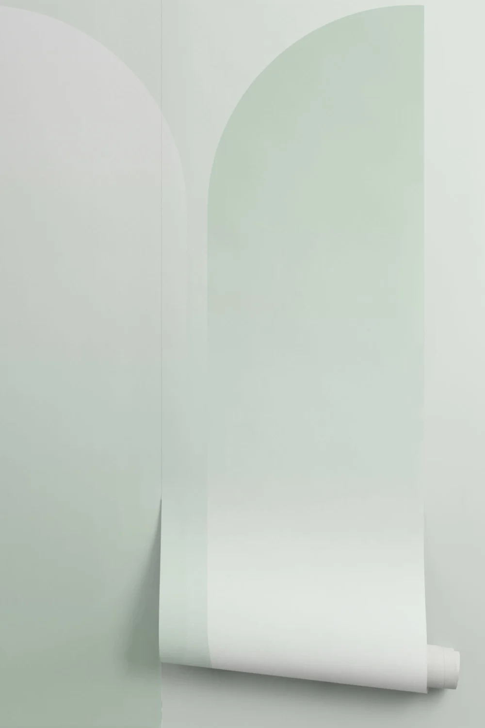 Mural Geométrico Futurista en Verde y Crema Degradado