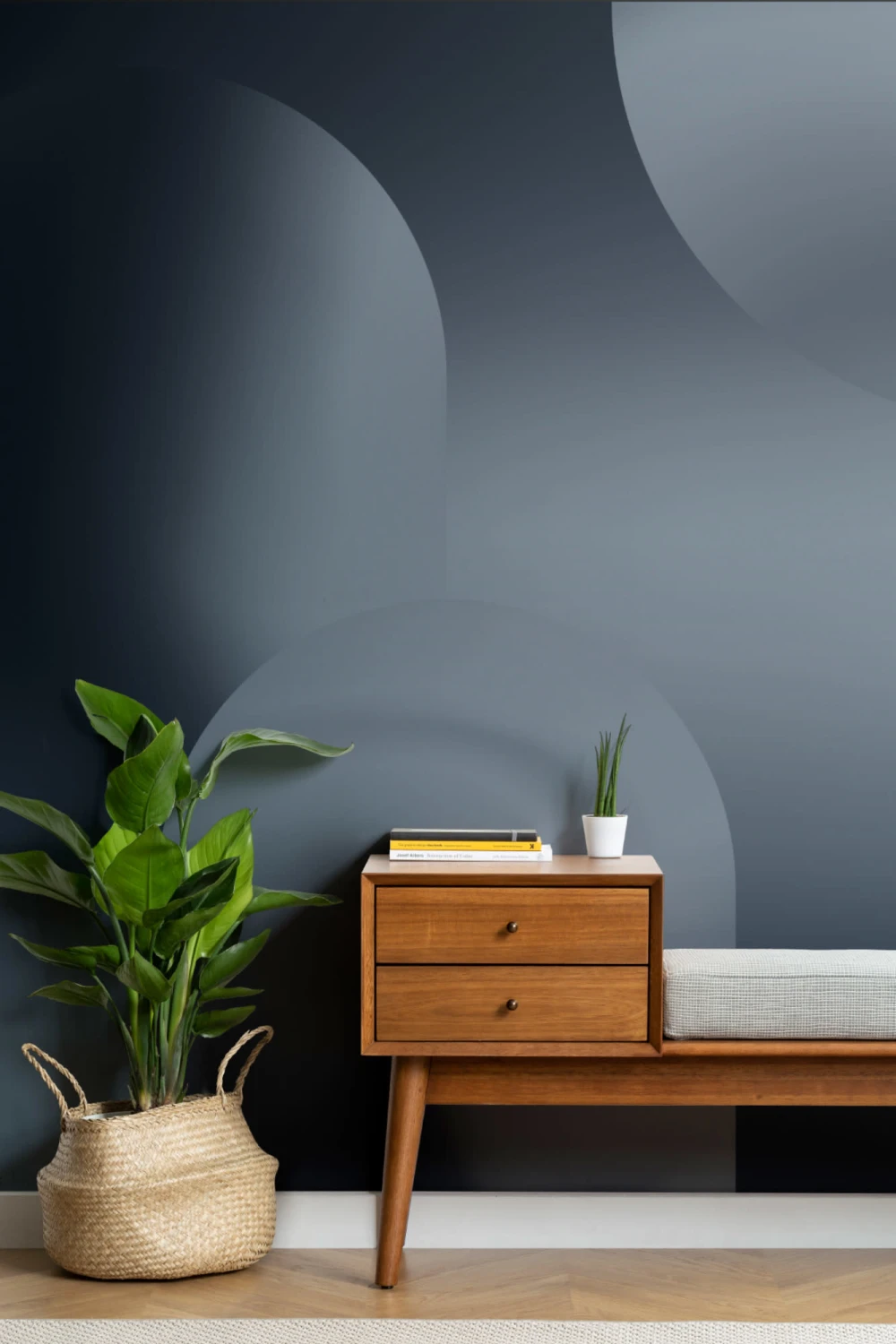Black & Grey Ombre Abstract Shapes Wall Mural