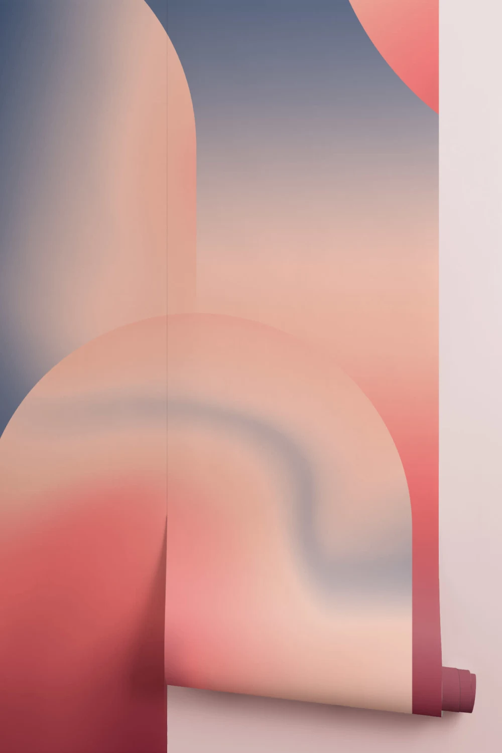 Red & Navy Ombre Abstract Shapes Wall Mural