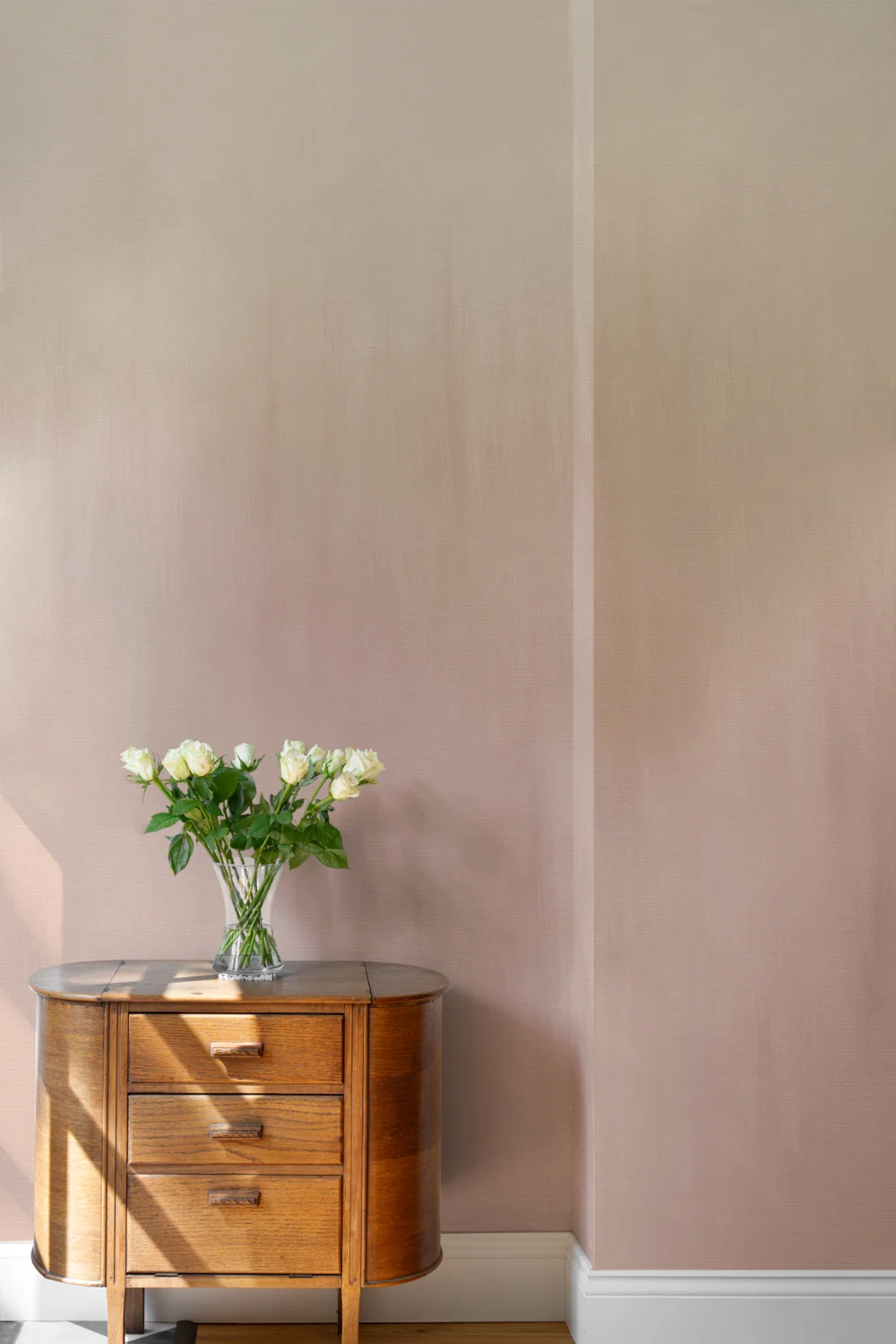Soft Pink Gradient Abstract Mural For Serene Spaces