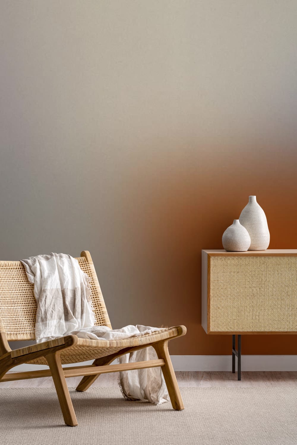 Warme beige gradiënt abstracte muurschildering
