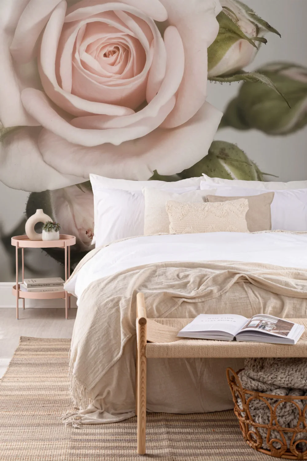 Elegant rosa kronblad rose fototapet