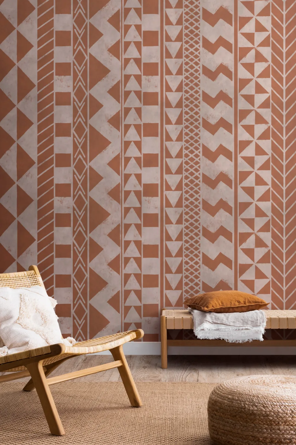 Brown African Inspired Tribal Print Wallpaper Mural