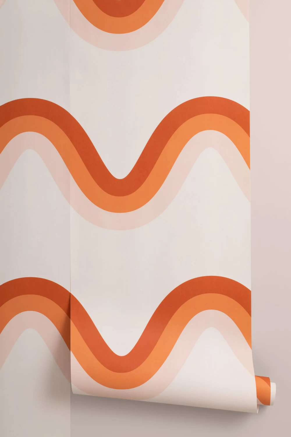 Papier Peint des Années 70 avec Vagues Orange
