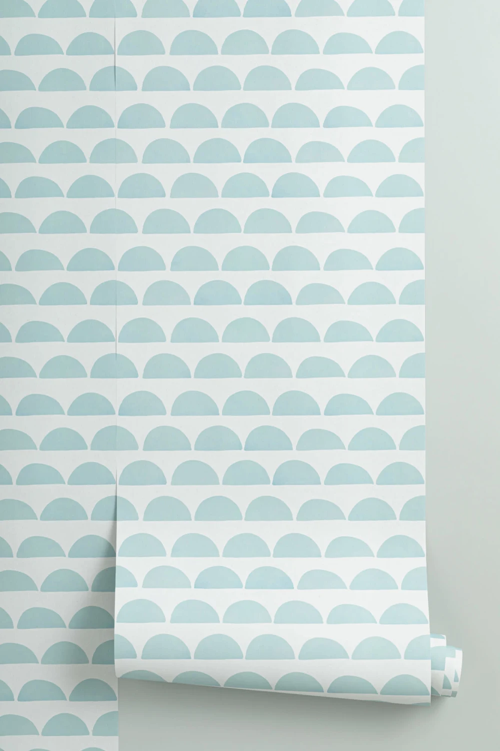 Blue Half Moon Repeat Pattern Wallpaper