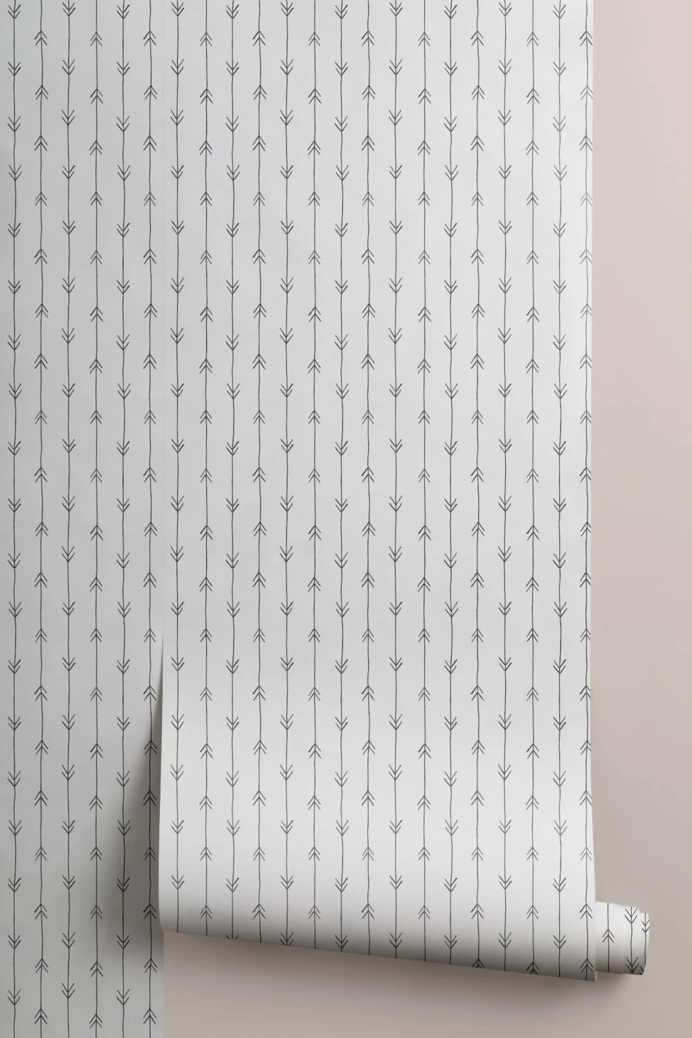 Papel de parede com padrão de repetição de impressão de setas em preto e branco