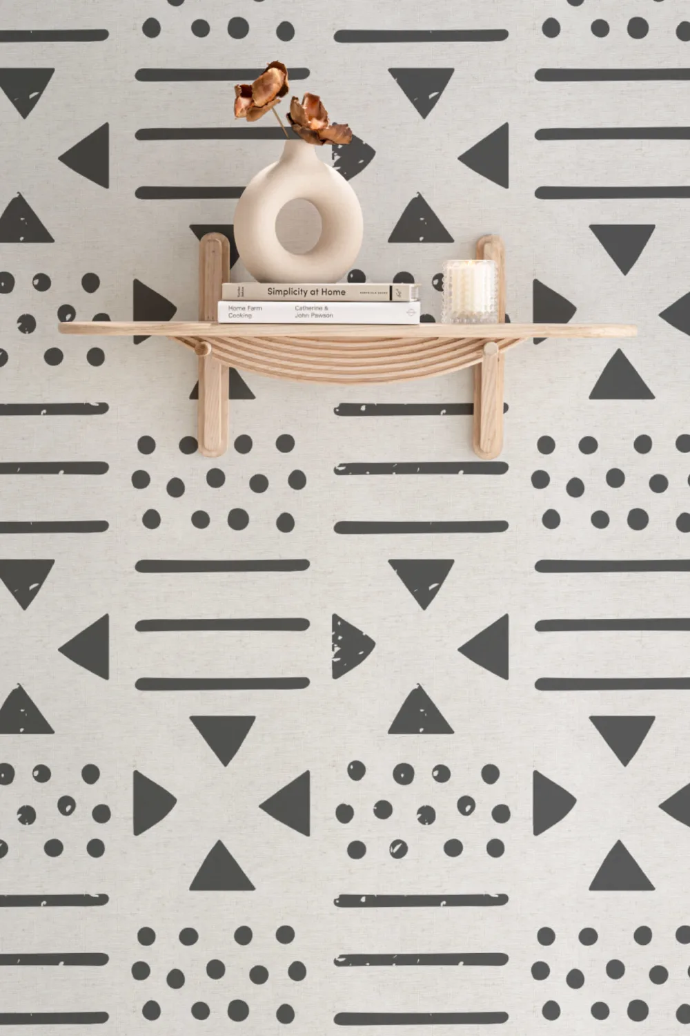 Black & Neutral Tribal Canvas Wallpaper Mural