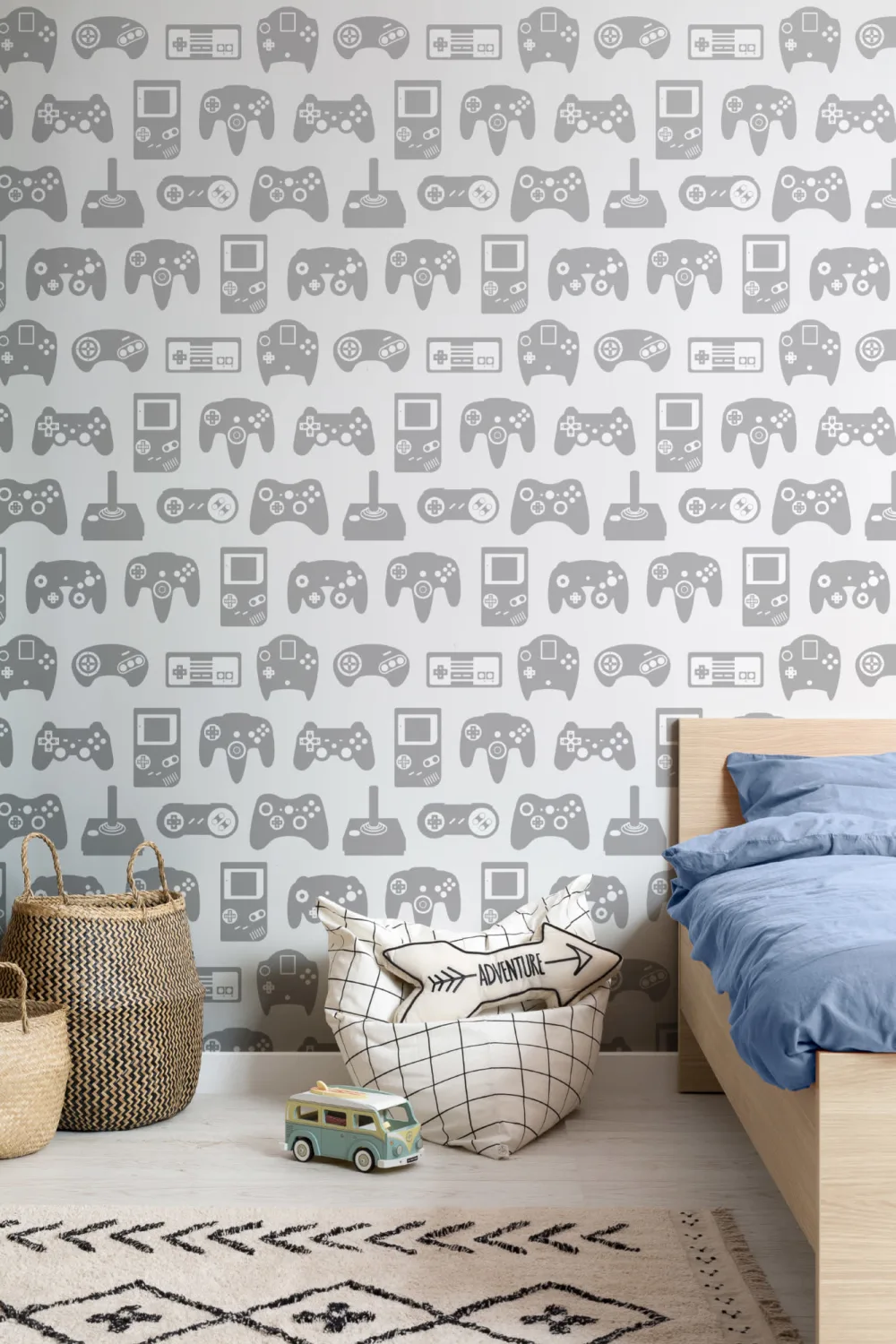 Light Gray Retro Game Wallpaper Mural
