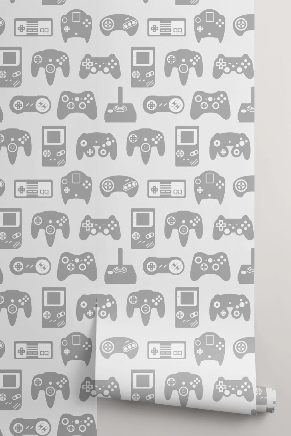 Light Gray Retro Game Wallpaper Mural