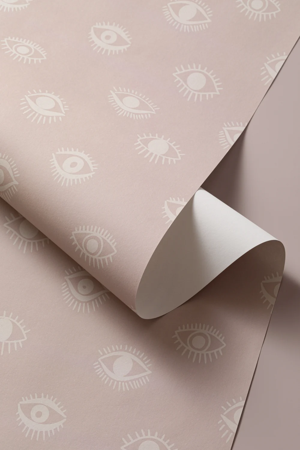 Neutral Pink Eyes Boho Repeat Pattern Wallpaper