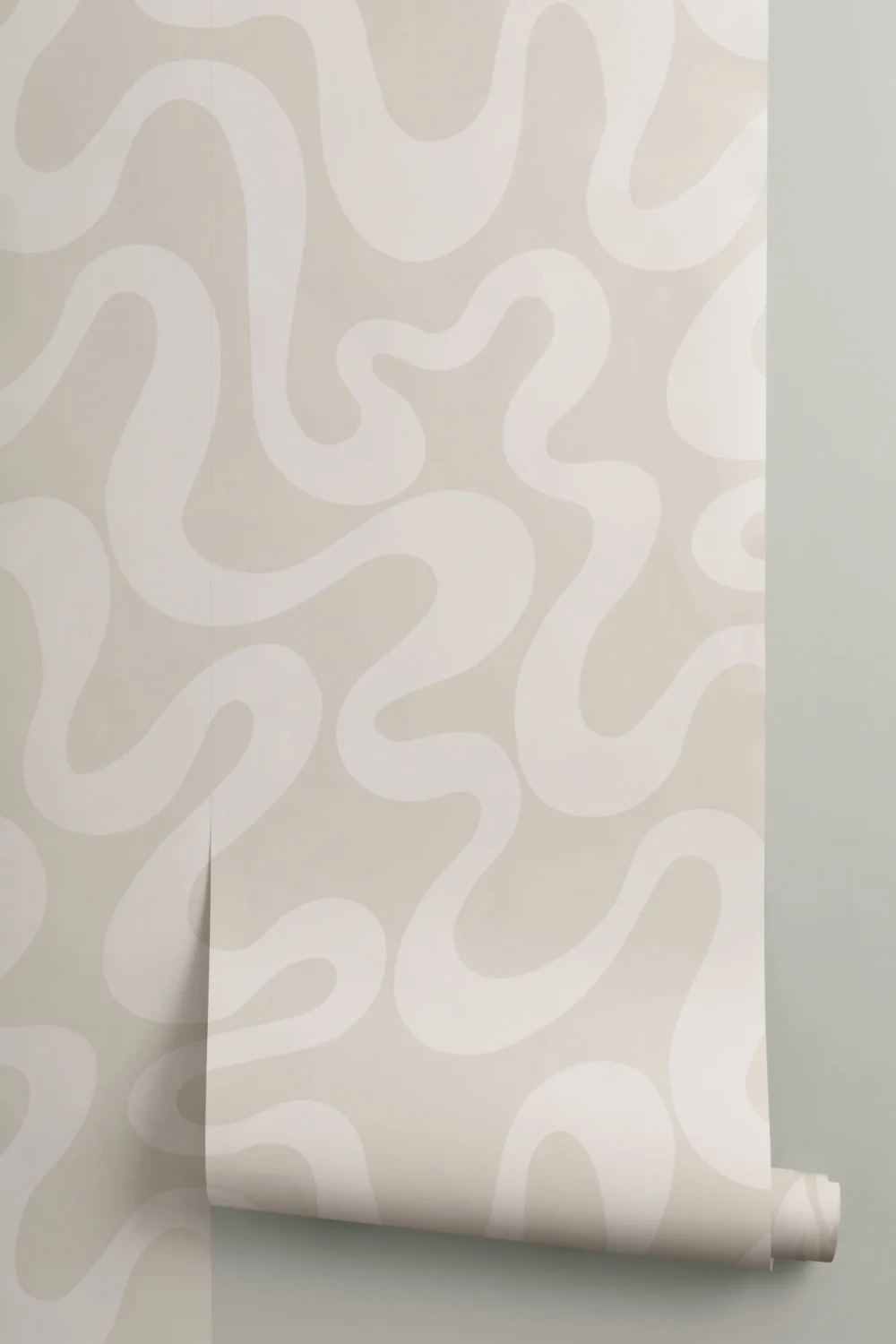 Neutral Groovy Wiggly Lines Repeat Pattern Wallpaper