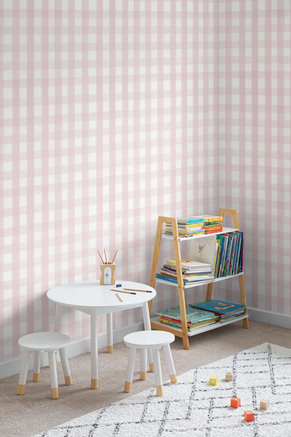 Pink Gingham Wallpaper