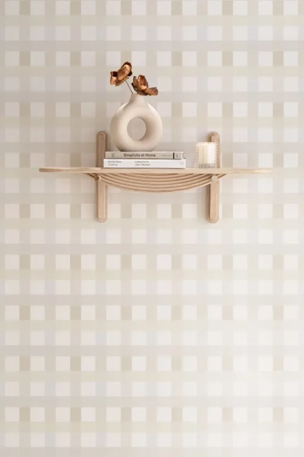 Licht Neutraal Gingham Behang
