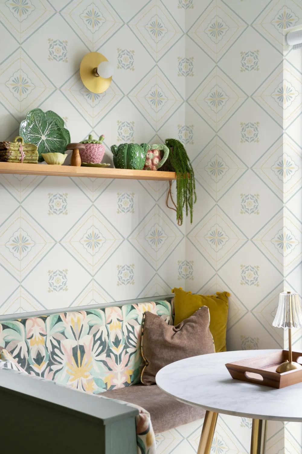 Lichtblauw Geometrisch Patroon Victoria Muurschildering