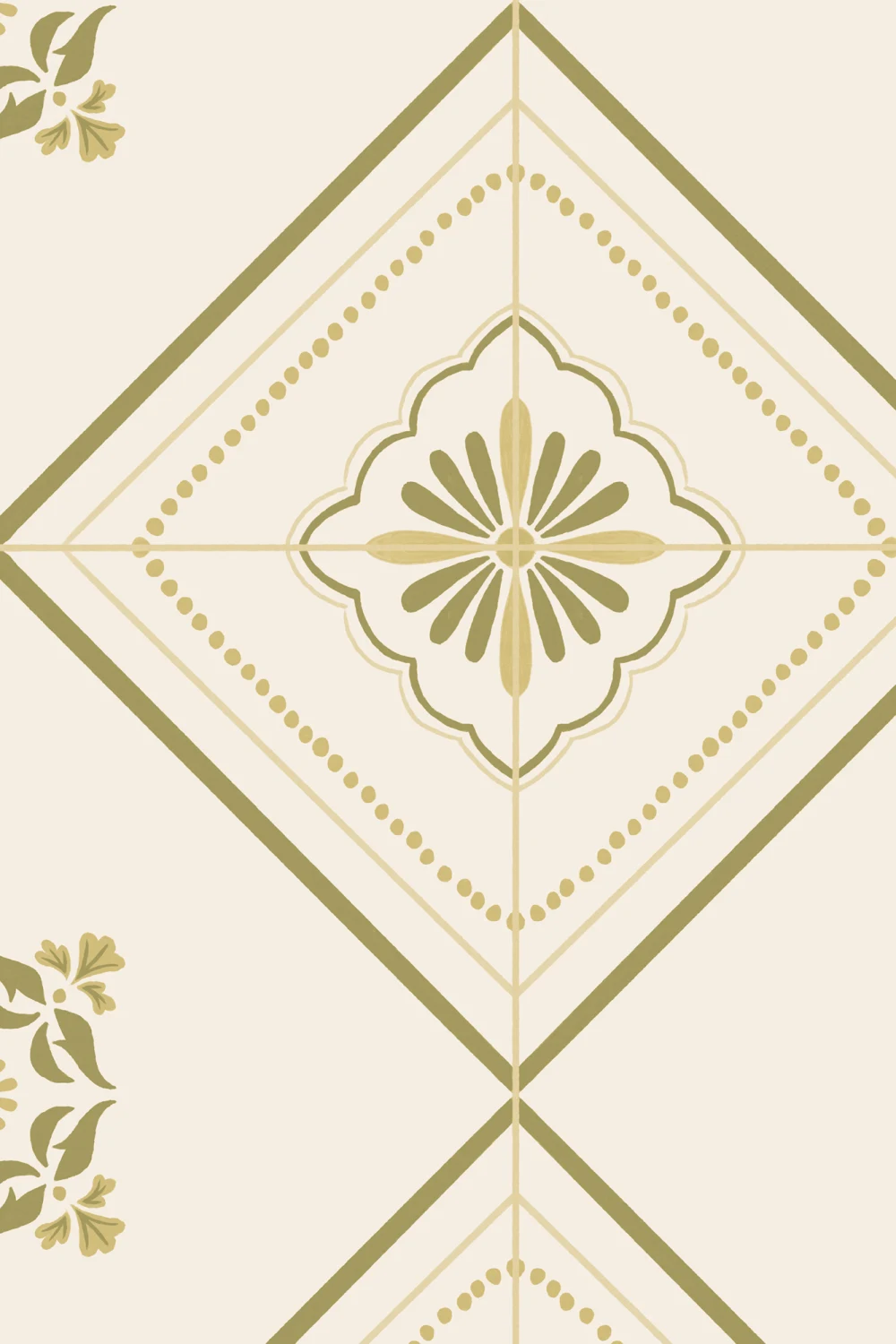 Green Geometric Tile Pattern Wall Mural