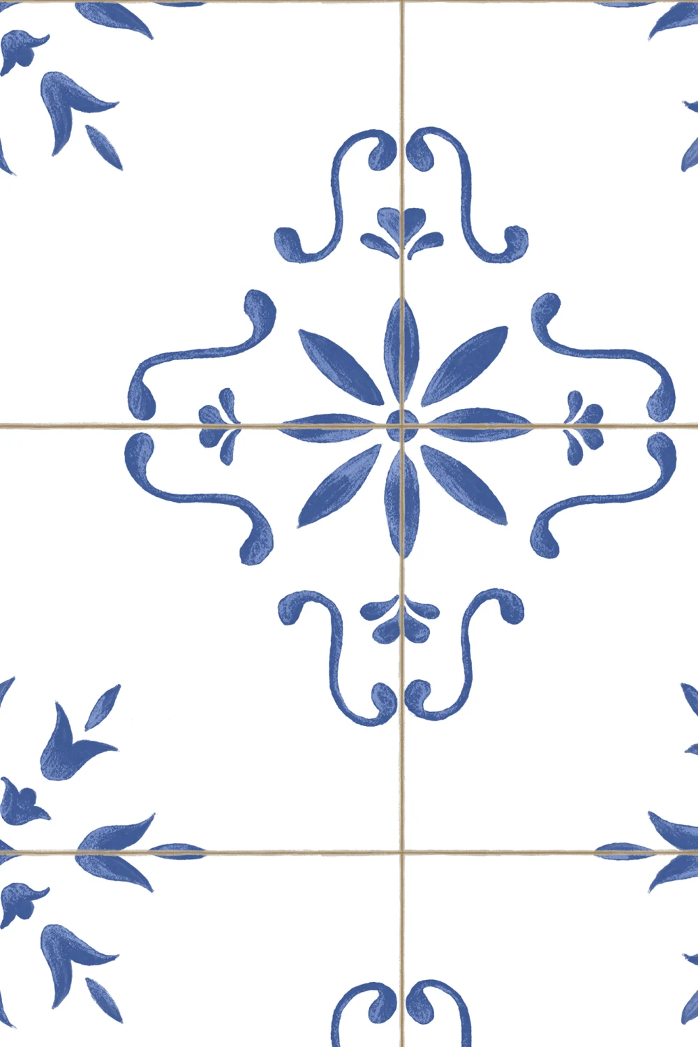 Blue Azulejo Pattern Decorative Tile Wall Mural