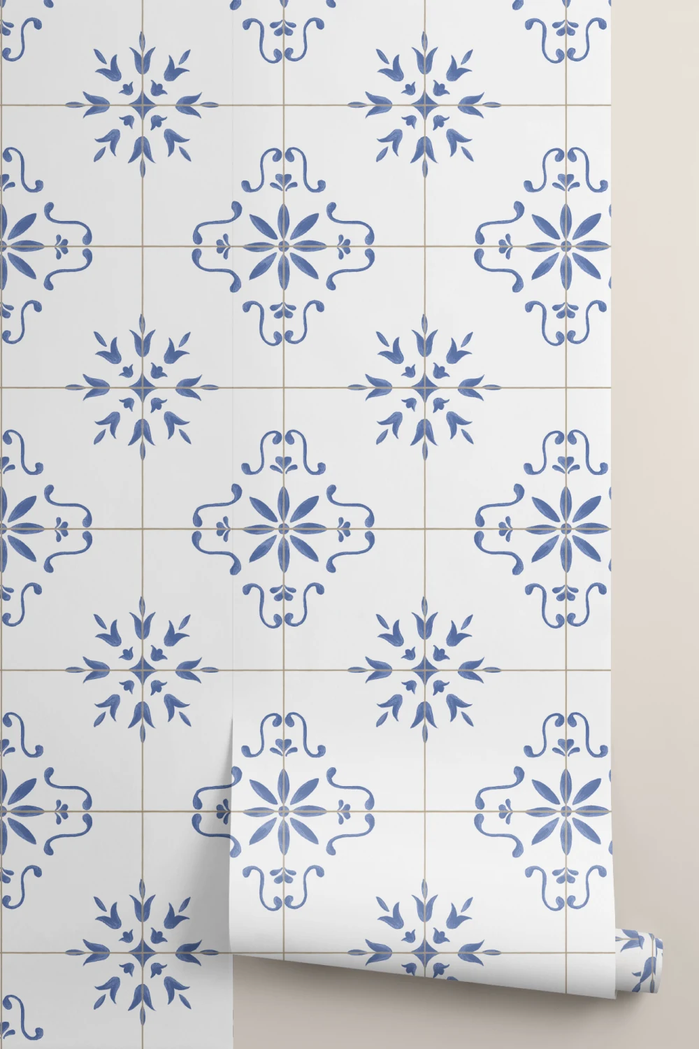 Blue Azulejo Pattern Decorative Tile Wall Mural