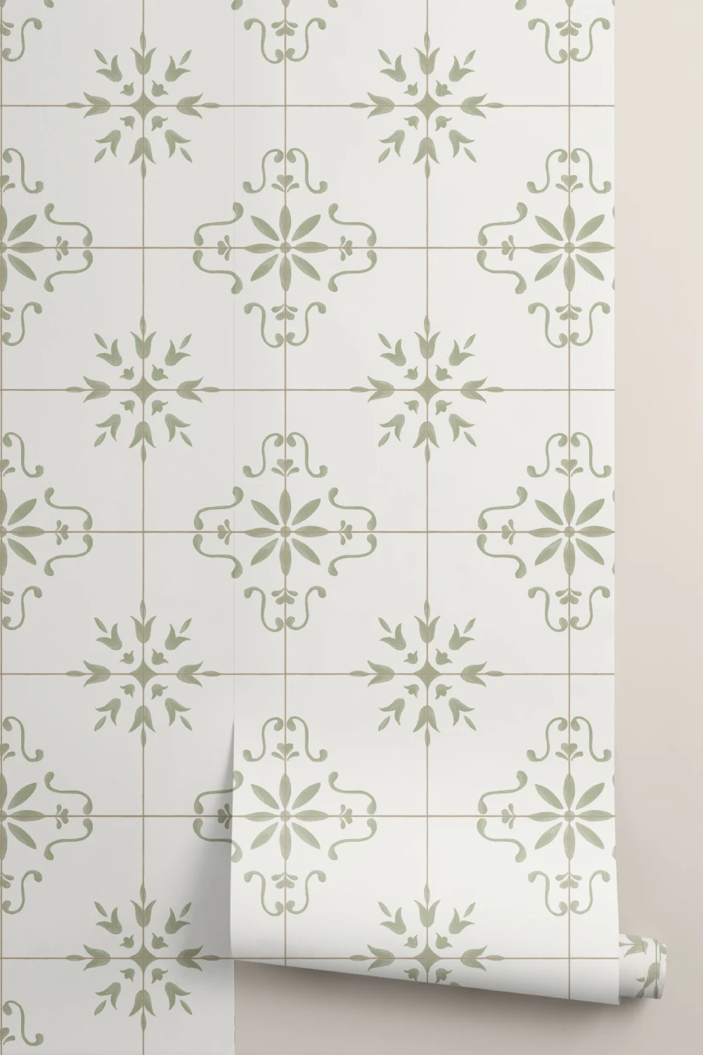 Vihreä Azulejo laatta kuvio Vintage tyyli kuvatapetti
