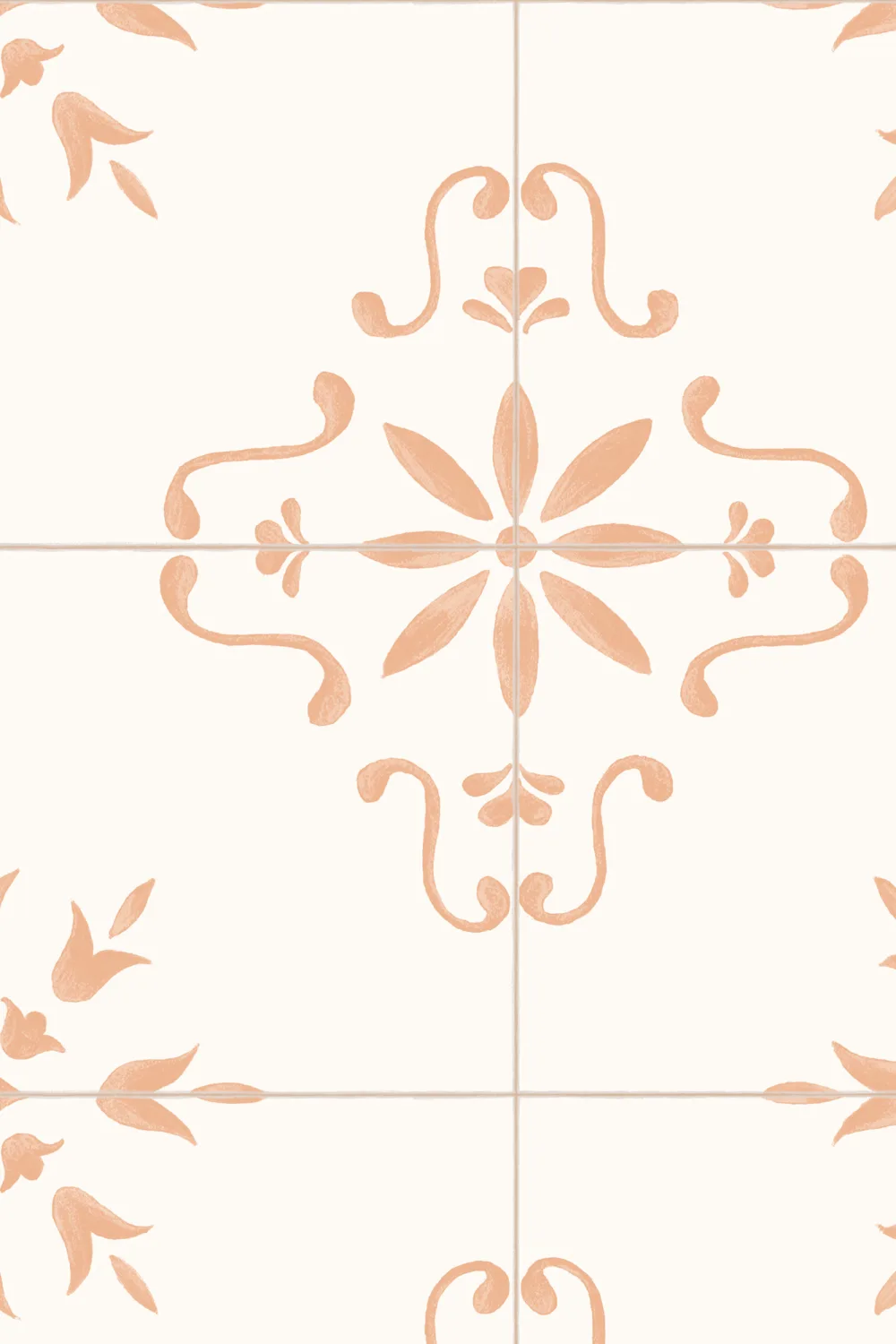 Pink Azulejo Tile Patterned Wall Mural