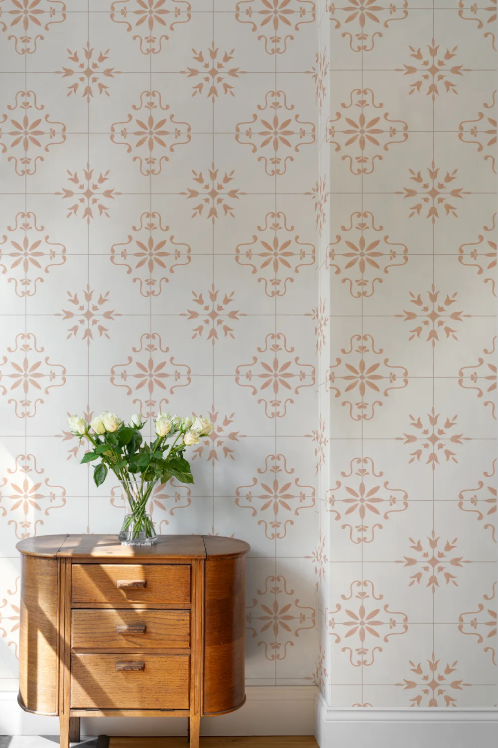 Pink Azulejo Tile Patterned Wall Mural