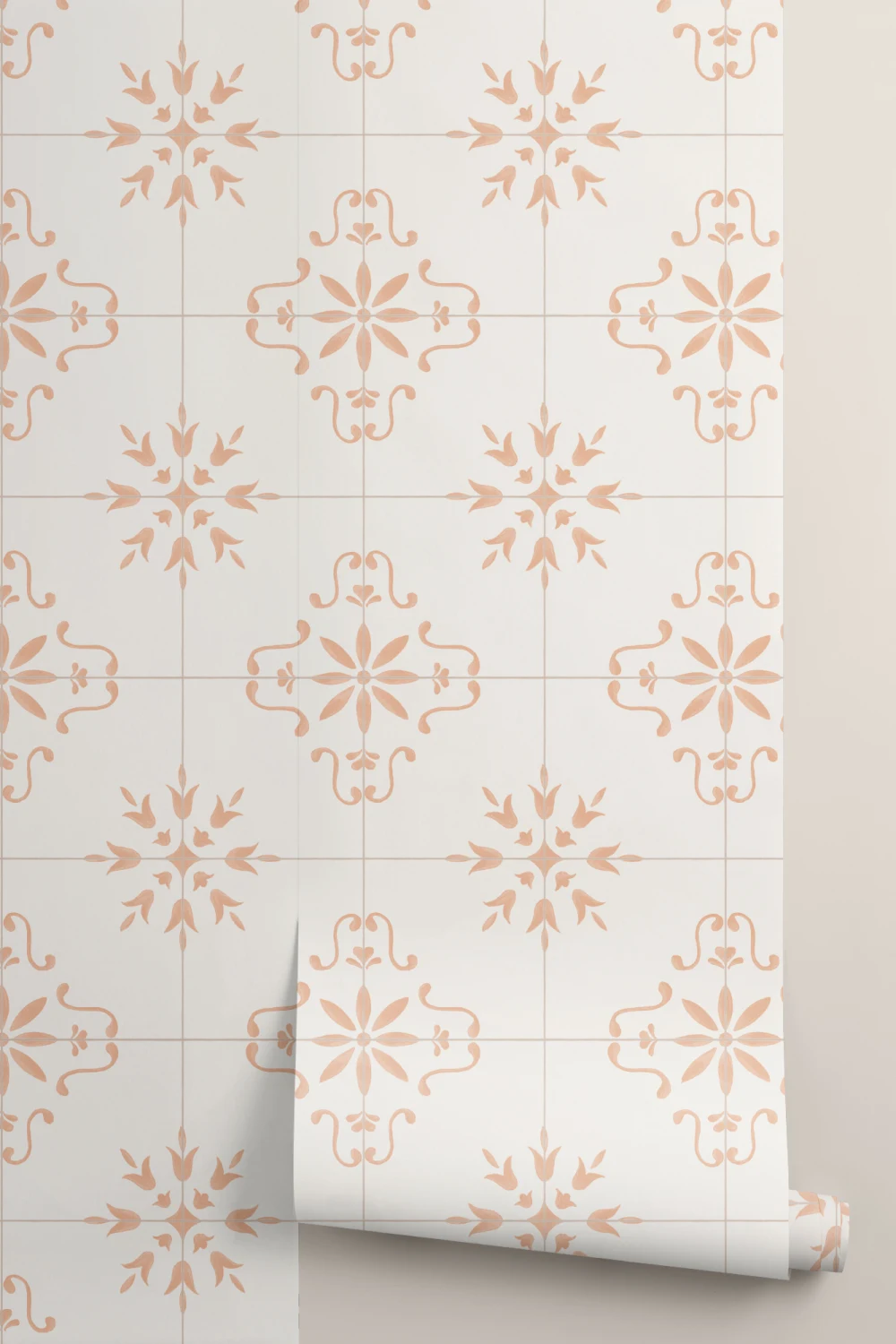 Pink Azulejo Tile Patterned Wall Mural