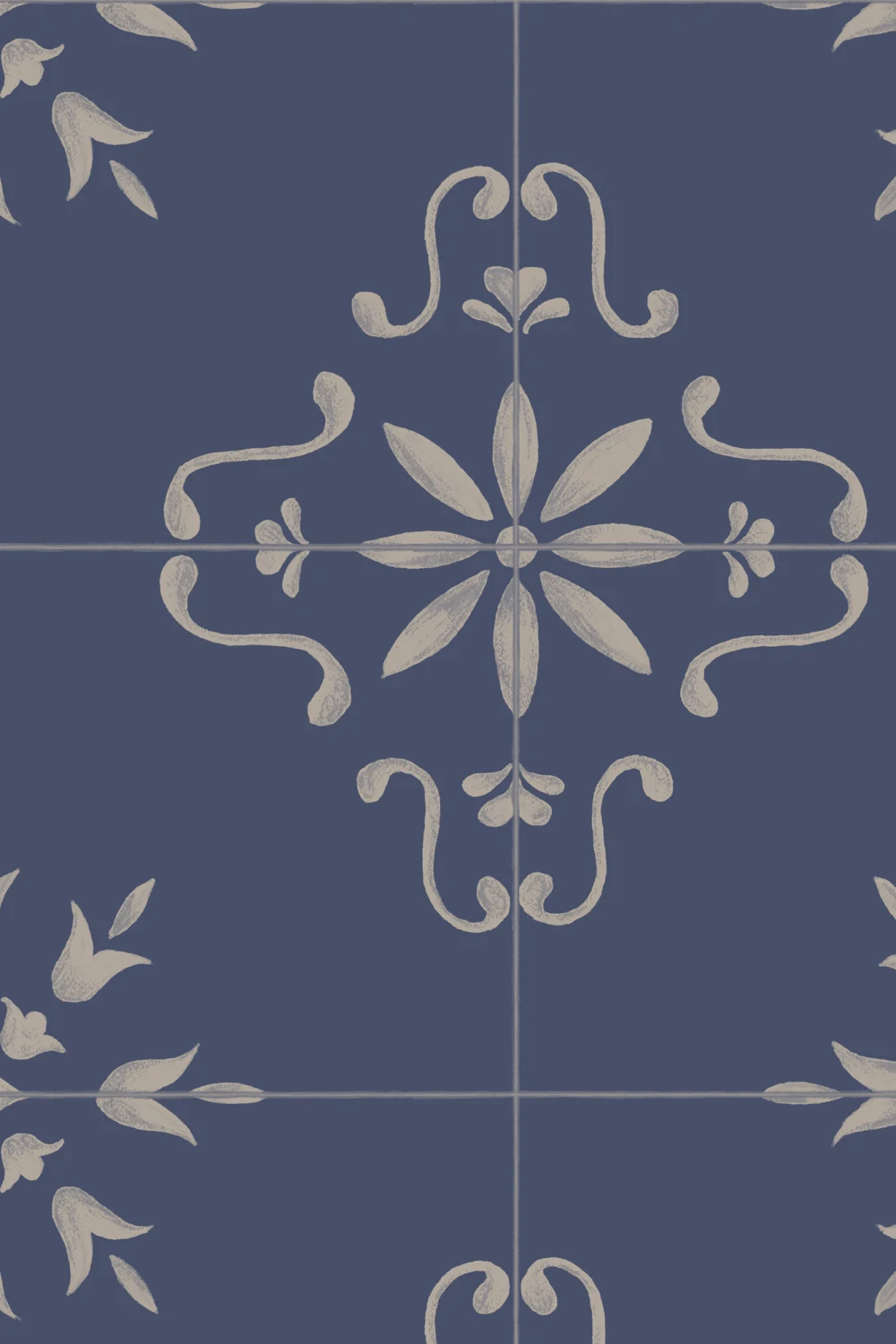 Navy Azulejo Tile Pattern Mural