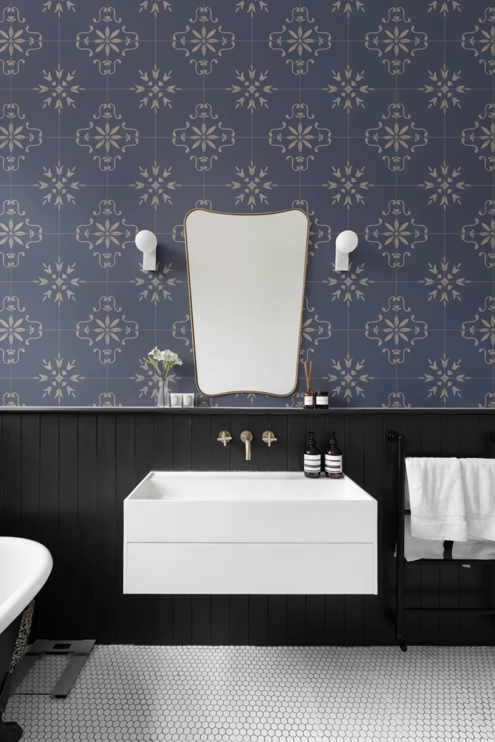 Navy Azulejo Tile Pattern Mural