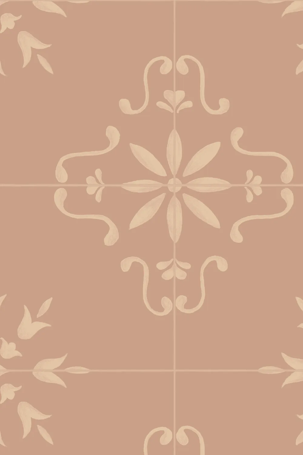 Blush Azulejo Geometric Tile Pattern Wallpaper Mural