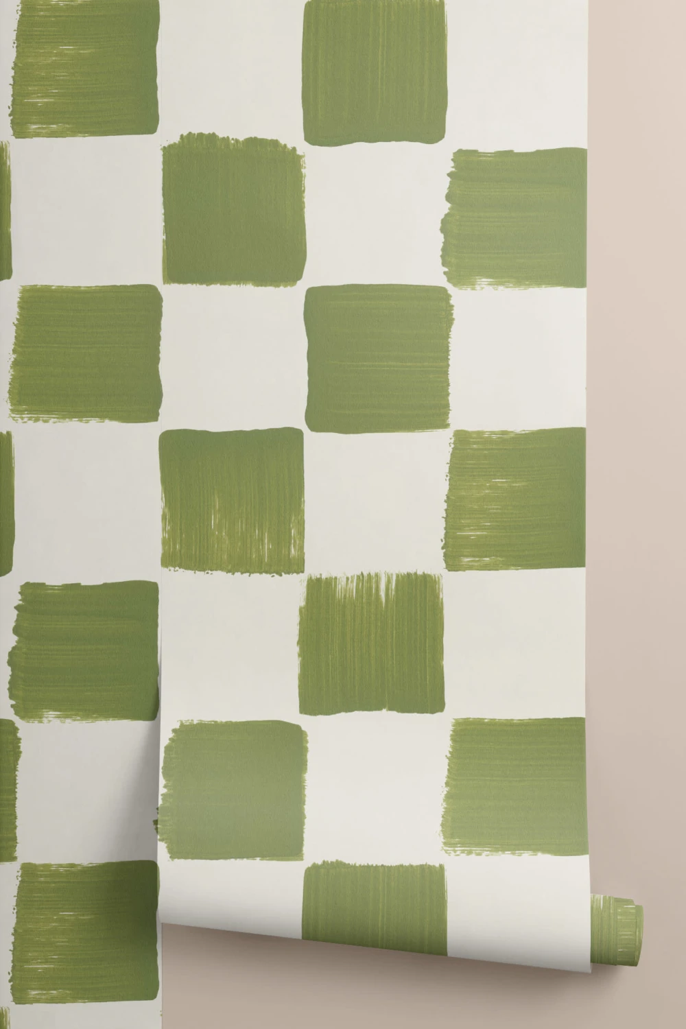 Papier peint à damier vert peint à la main