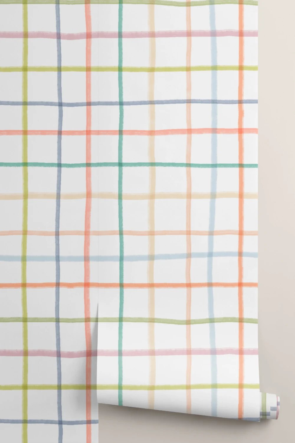 Mural de papel de parede Rainbow Hand Drawn Grid Stripes