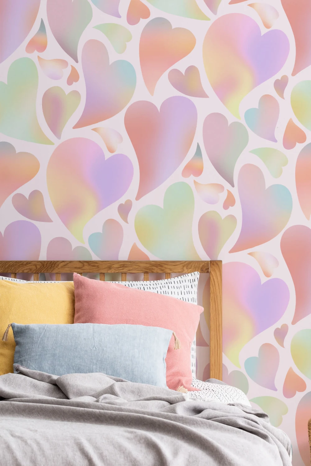 Papier peint cœurs psychédéliques multicolores