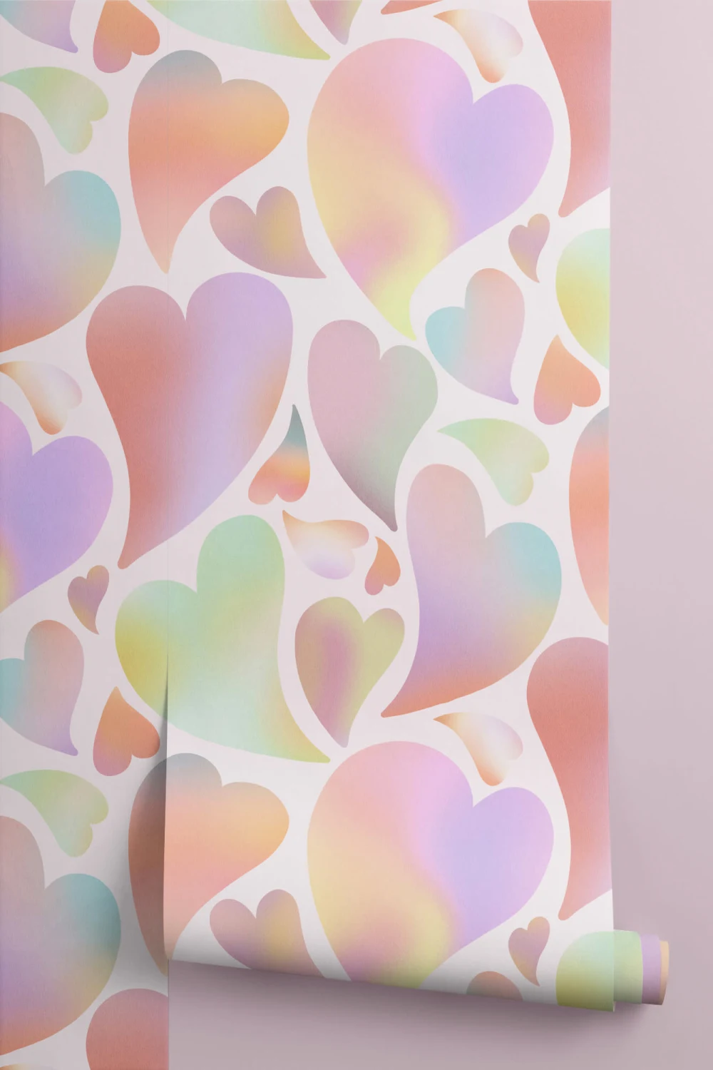 Papier peint cœurs psychédéliques multicolores