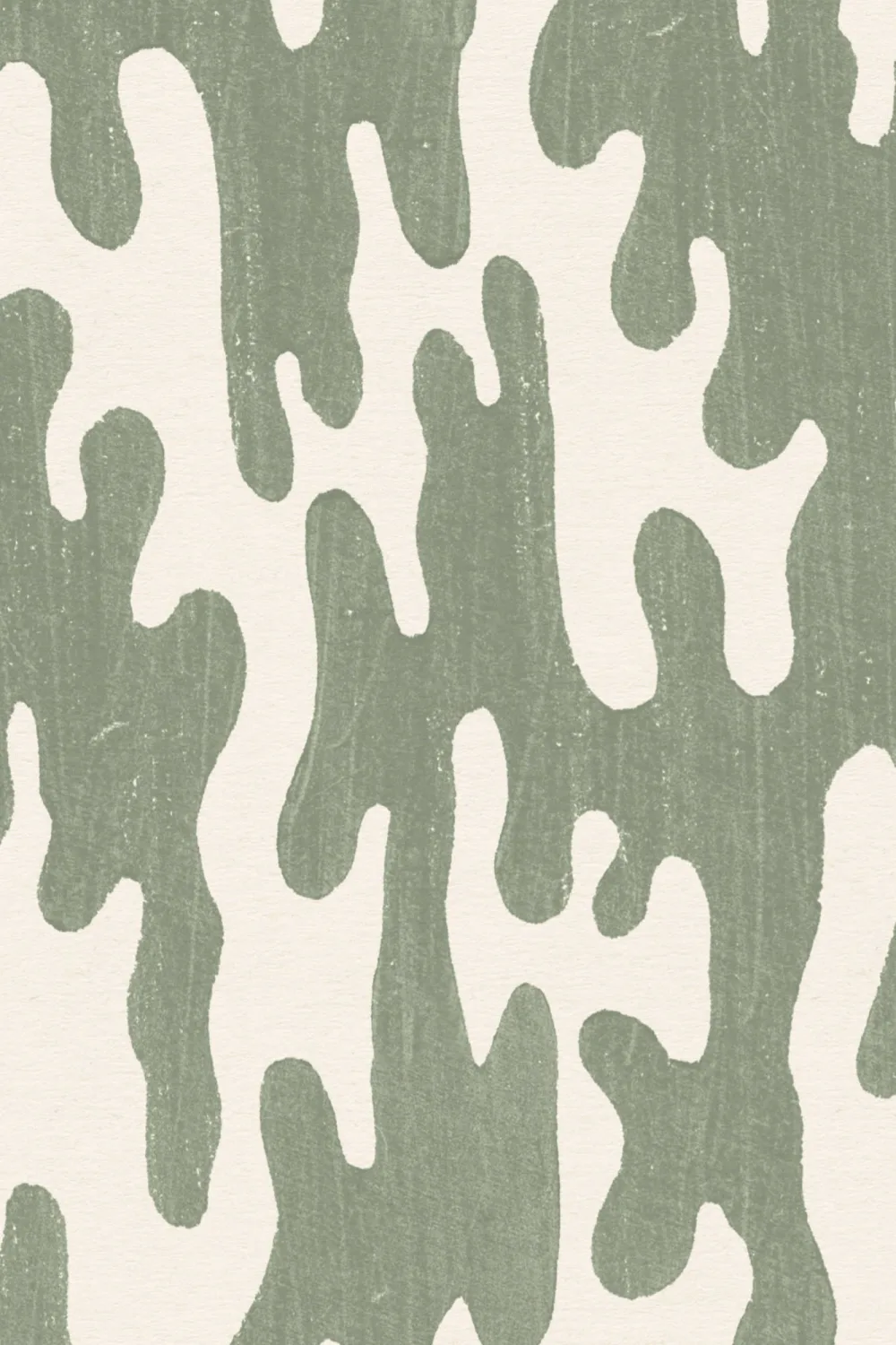 Green Japanese Wood Block Print Style Wallpaper