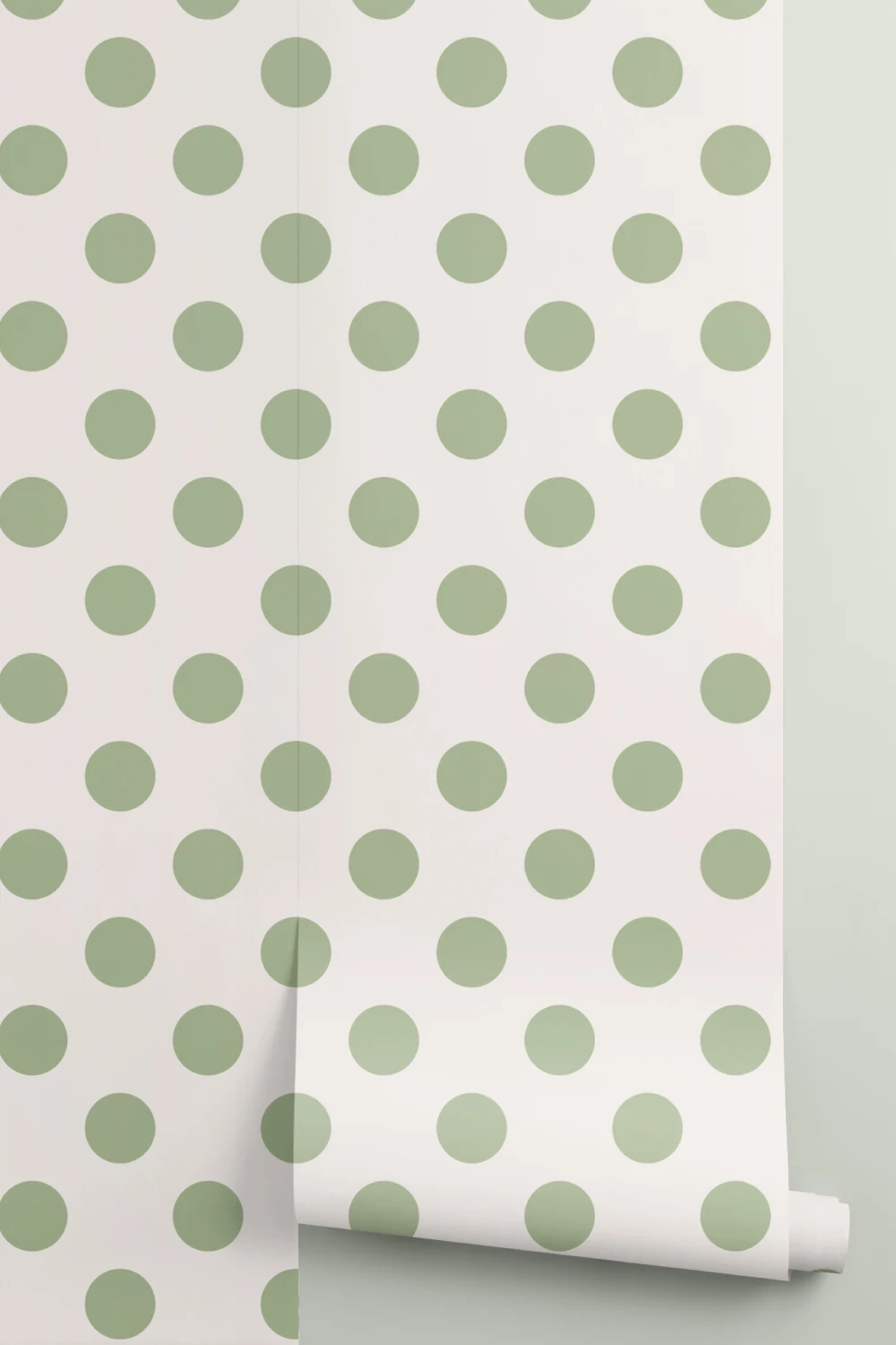 Papier peint panoramique à motif rétro à pois verts