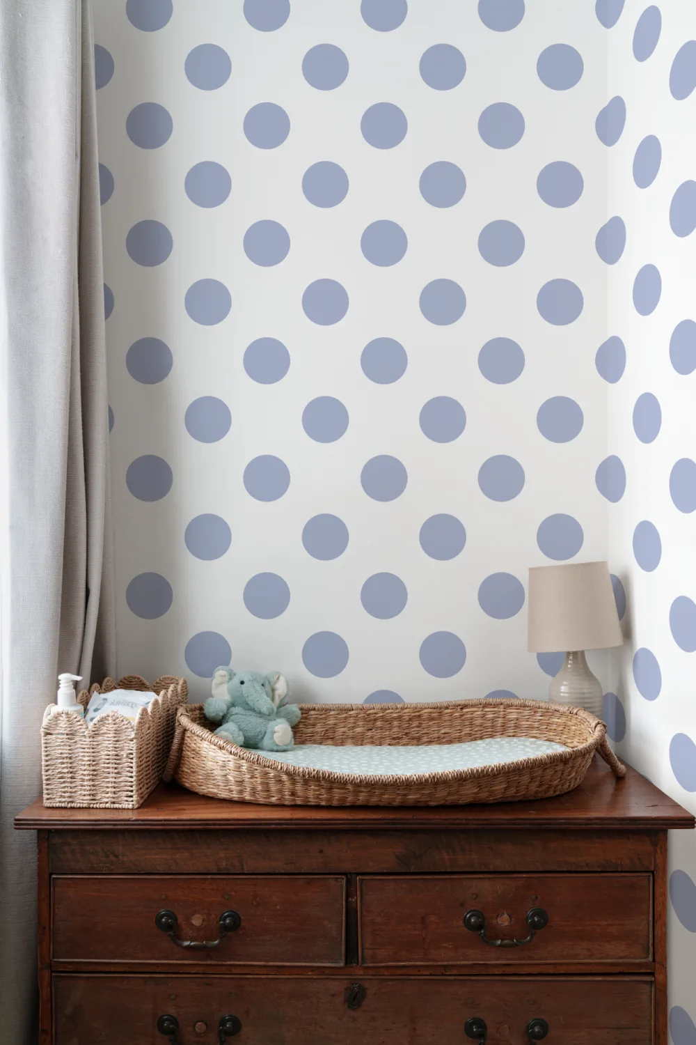 Blue Polka Dot Chic Pattern Mural for Playful Spaces