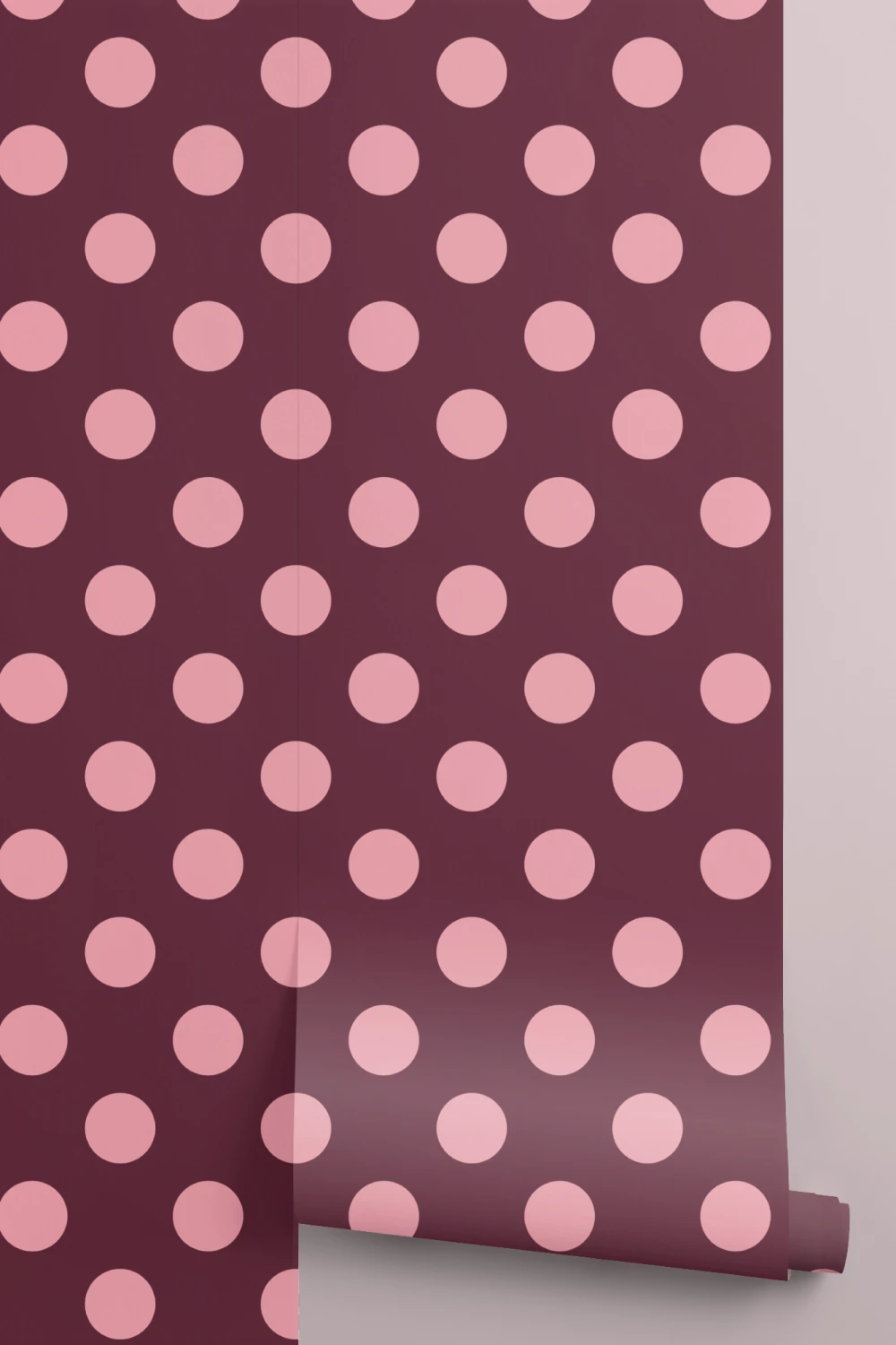 Burgundy And Pink Polka Dot Pattern Wall Mural
