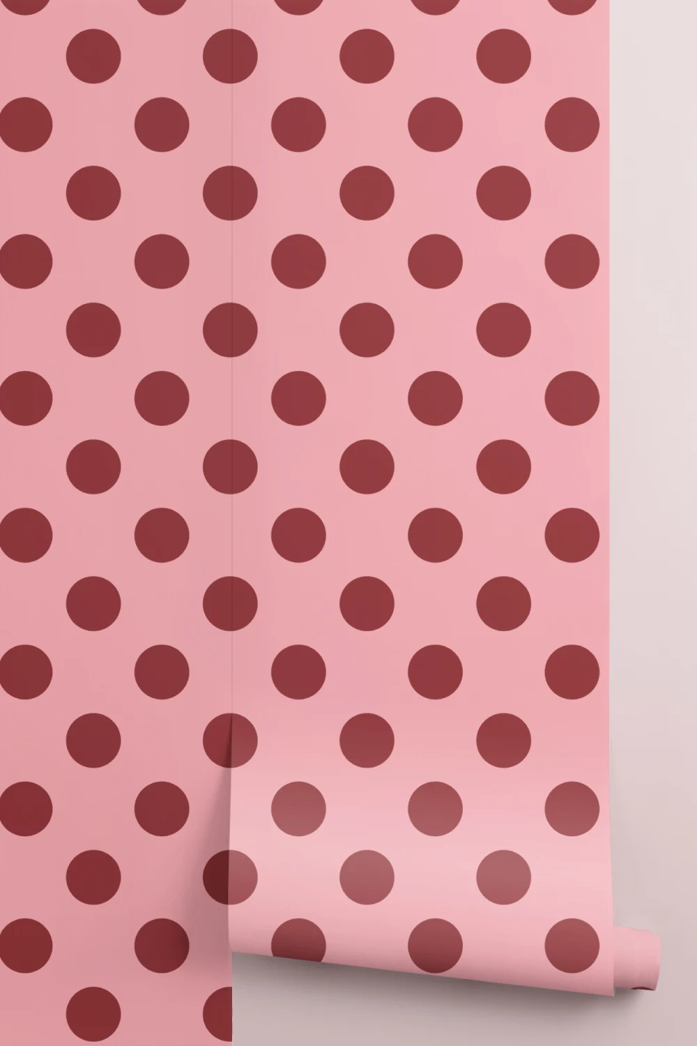 Pink And Red Polka Dot Pattern Wall Mural