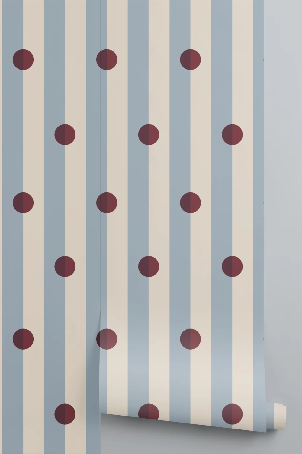 Blue Polka Dot Striped Kids' Pattern Mural
