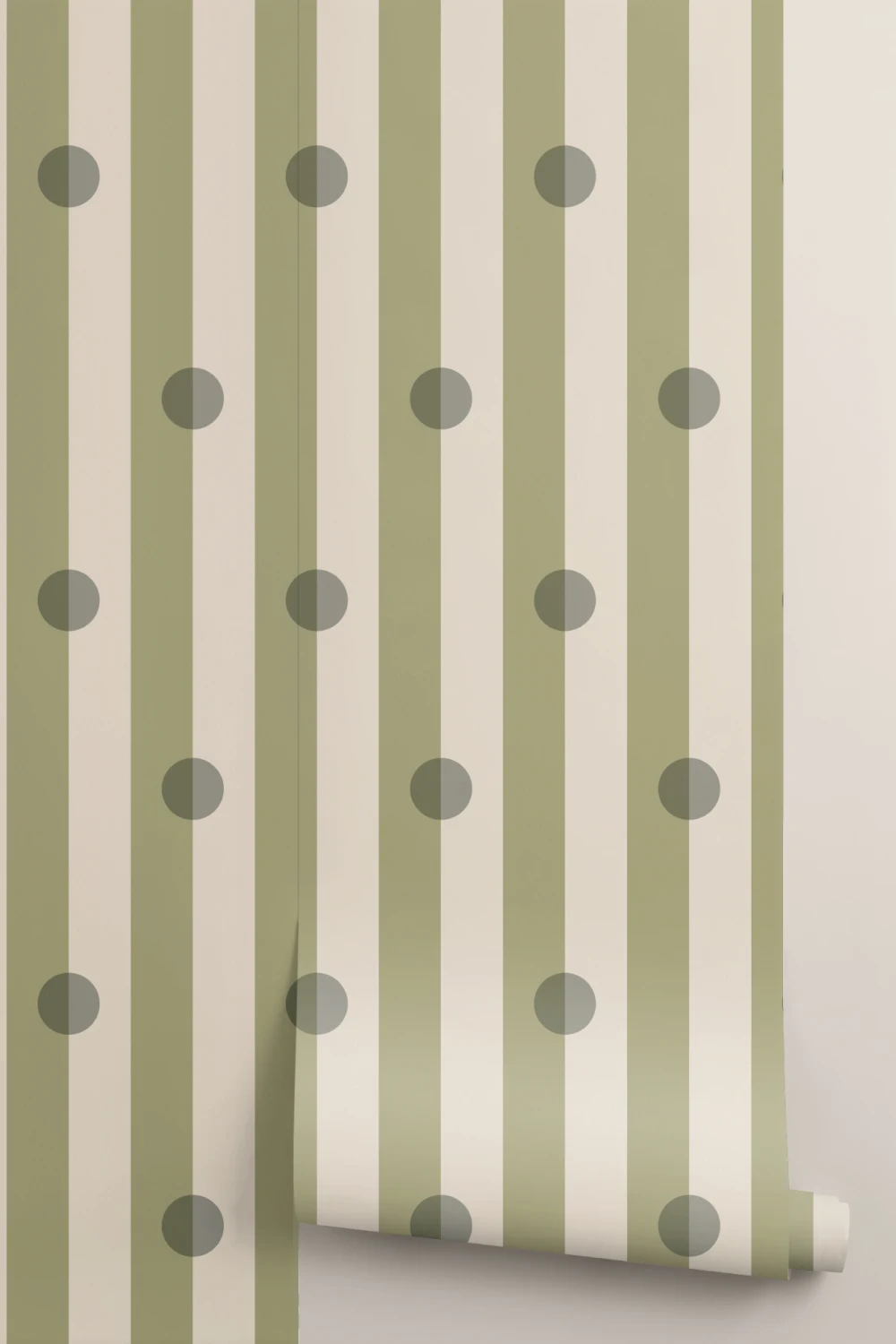 Green Polka Dot Striped Pattern Mural With Retro Vibe