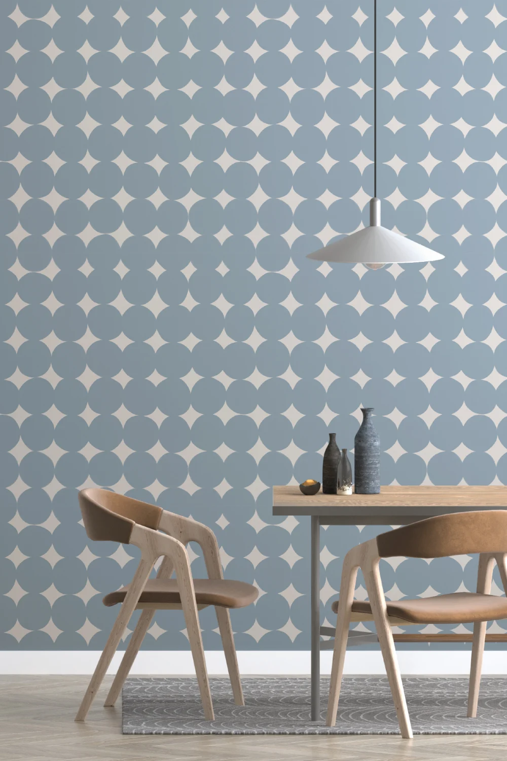 Blå geometrisk moderne mønster fototapet til moderne vægge
