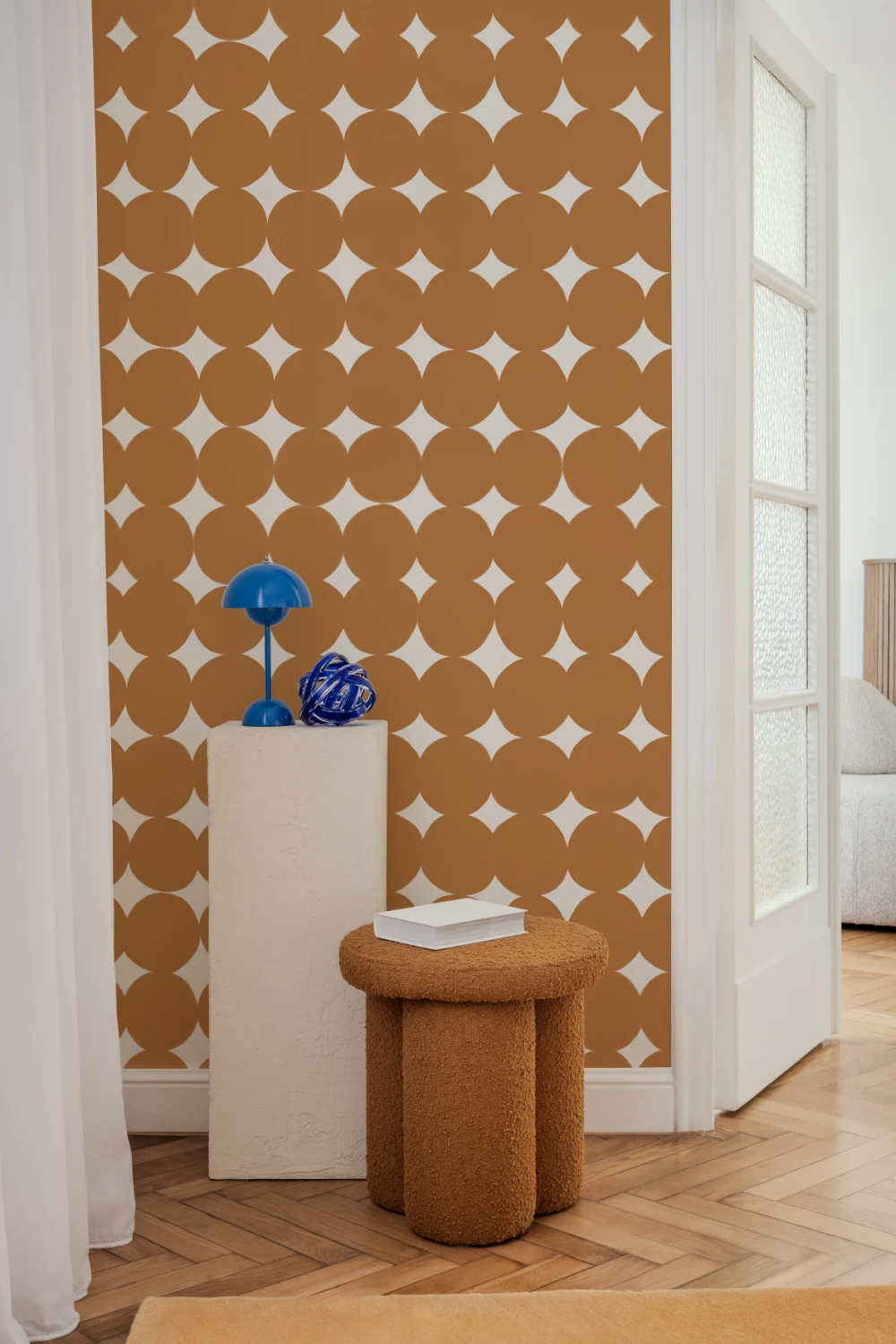 Orange Geometric Retro Pattern Wallpaper Mural
