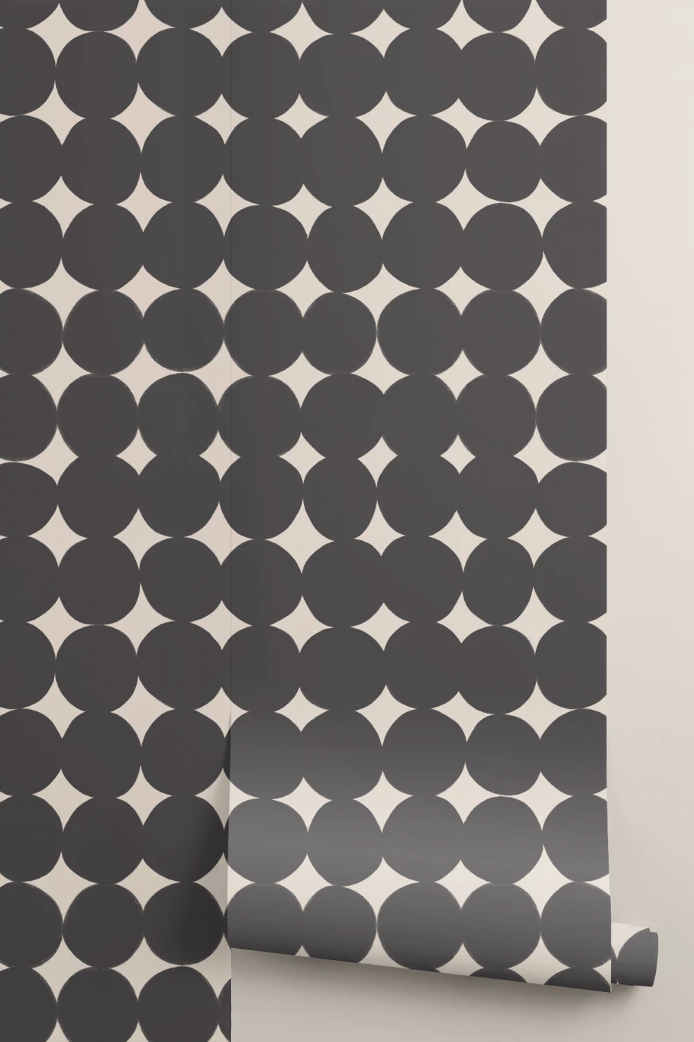 Black Geometric Pattern Mural Adds Modern Architectural Flair